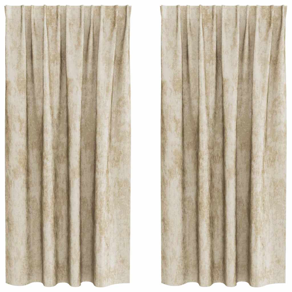 Velvet Gordijnen met gordijnen 2 pcs Crème 175 x 140 cm Fluweel is nu te koop bij PeponiXL, paradijselijk wonen!