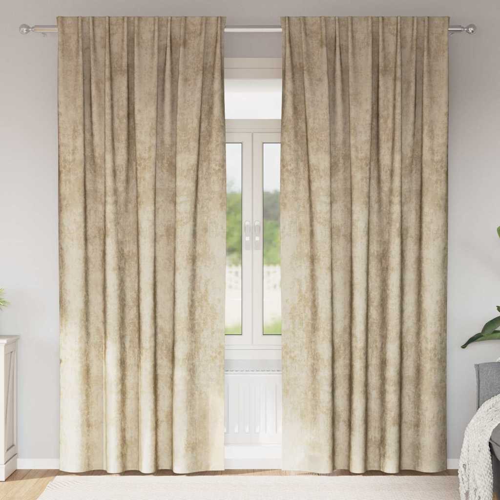 Velvet Gordijnen met gordijnen 2 pcs Crème 245 x 140 cm Fluweel is nu te koop bij PeponiXL, paradijselijk wonen!