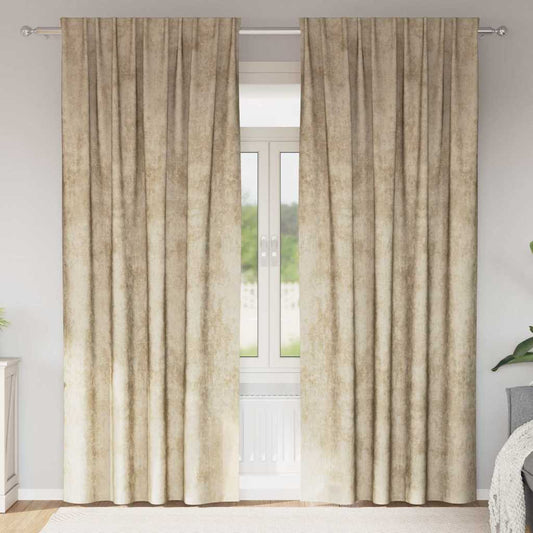 Velvet Gordijnen met gordijnen 2 pcs Crème 260 x 140 cm Fluweel is nu te koop bij PeponiXL, paradijselijk wonen!
