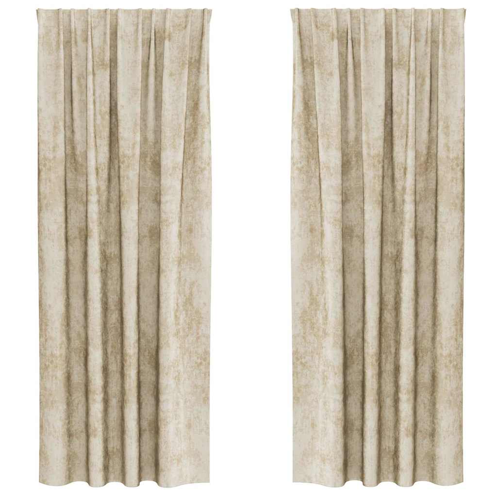 Velvet Gordijnen met gordijnen 2 pcs Crème 260 x 140 cm Fluweel is nu te koop bij PeponiXL, paradijselijk wonen!