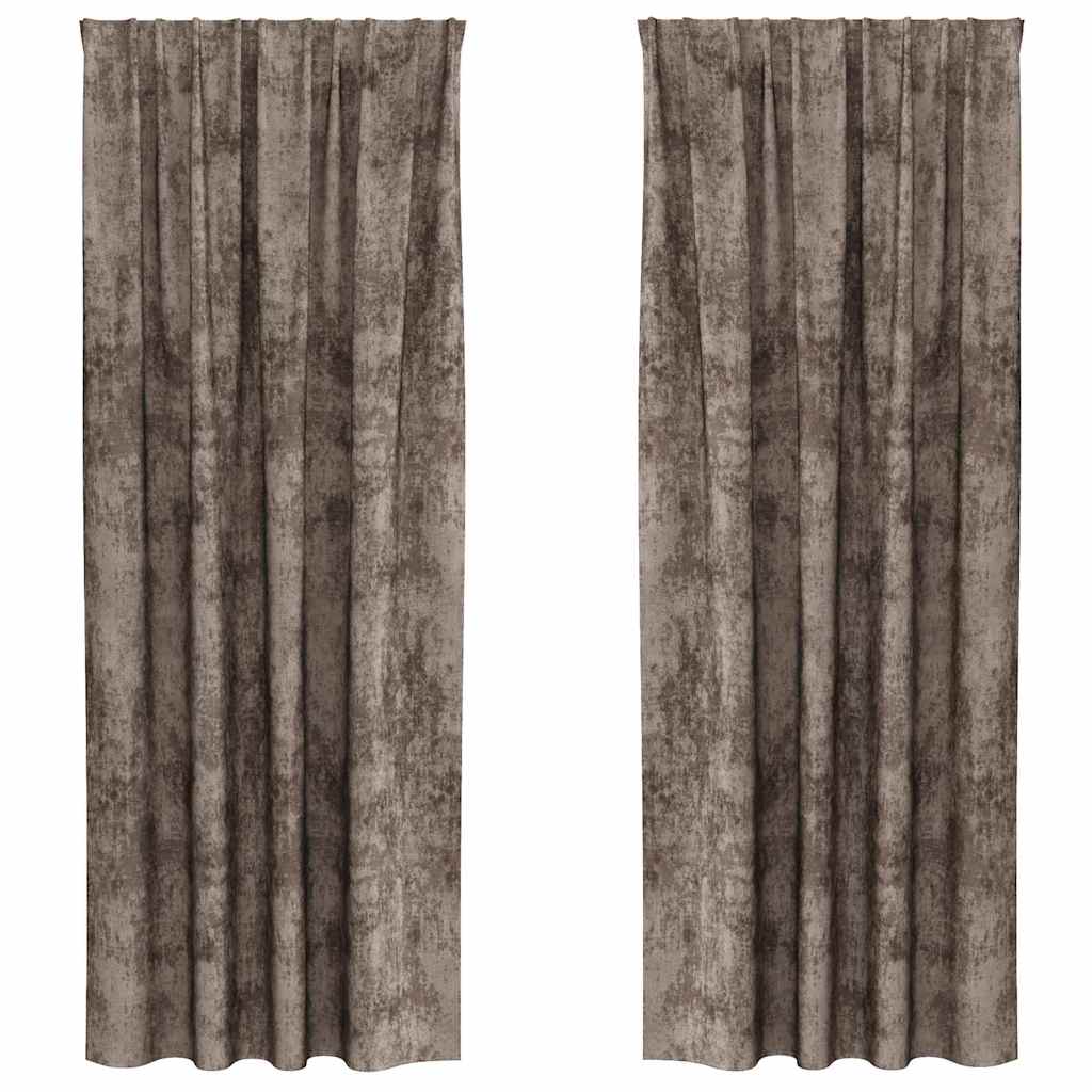 Velvet Gordijnen 2 pcs Cappuccino 225 x 140 cm Fluweel is nu te koop bij PeponiXL, paradijselijk wonen!