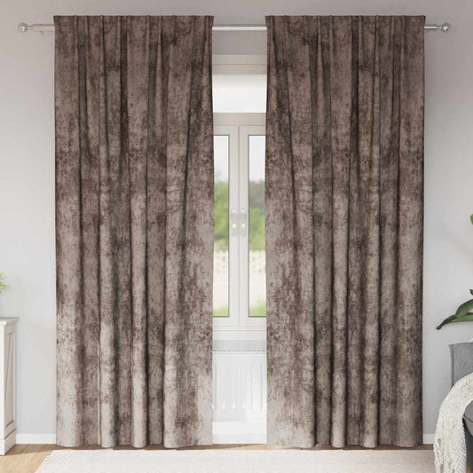 Velvet Gordijnen 2 pcs Cappuccino 245 x 140 cm Fluweel is nu te koop bij PeponiXL, paradijselijk wonen!