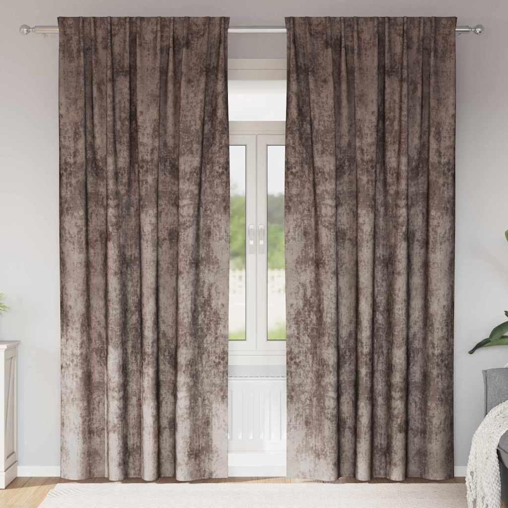Velvet Gordijnen 2 pcs Cappuccino 260 x 140 cm Fluweel is nu te koop bij PeponiXL, paradijselijk wonen!