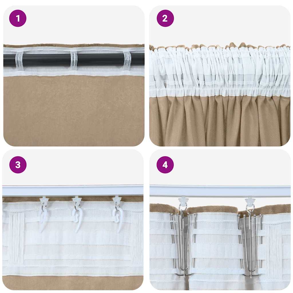 Velvet Gordijnen 2 pcs champagne 225 x 140 cm Fluweel is nu te koop bij PeponiXL, paradijselijk wonen!