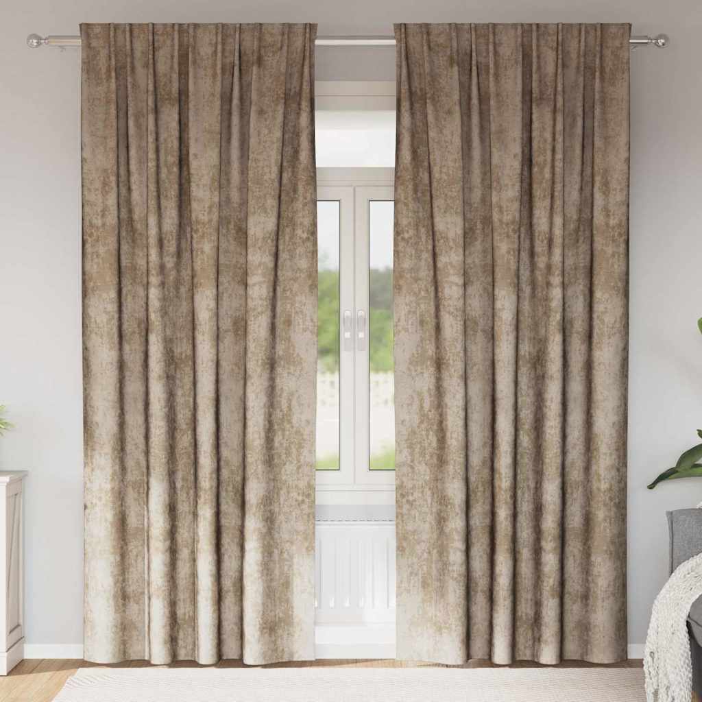 Velvet Gordijnen 2 pcs champagne 225 x 140 cm Fluweel is nu te koop bij PeponiXL, paradijselijk wonen!