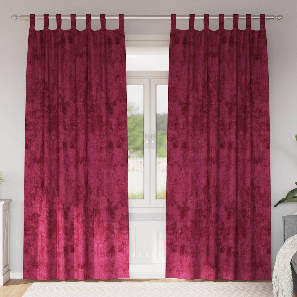 Velvet Gordijnen 2 pcs Wijnrood 245 x 140 cm Fluweel is nu te koop bij PeponiXL, paradijselijk wonen!