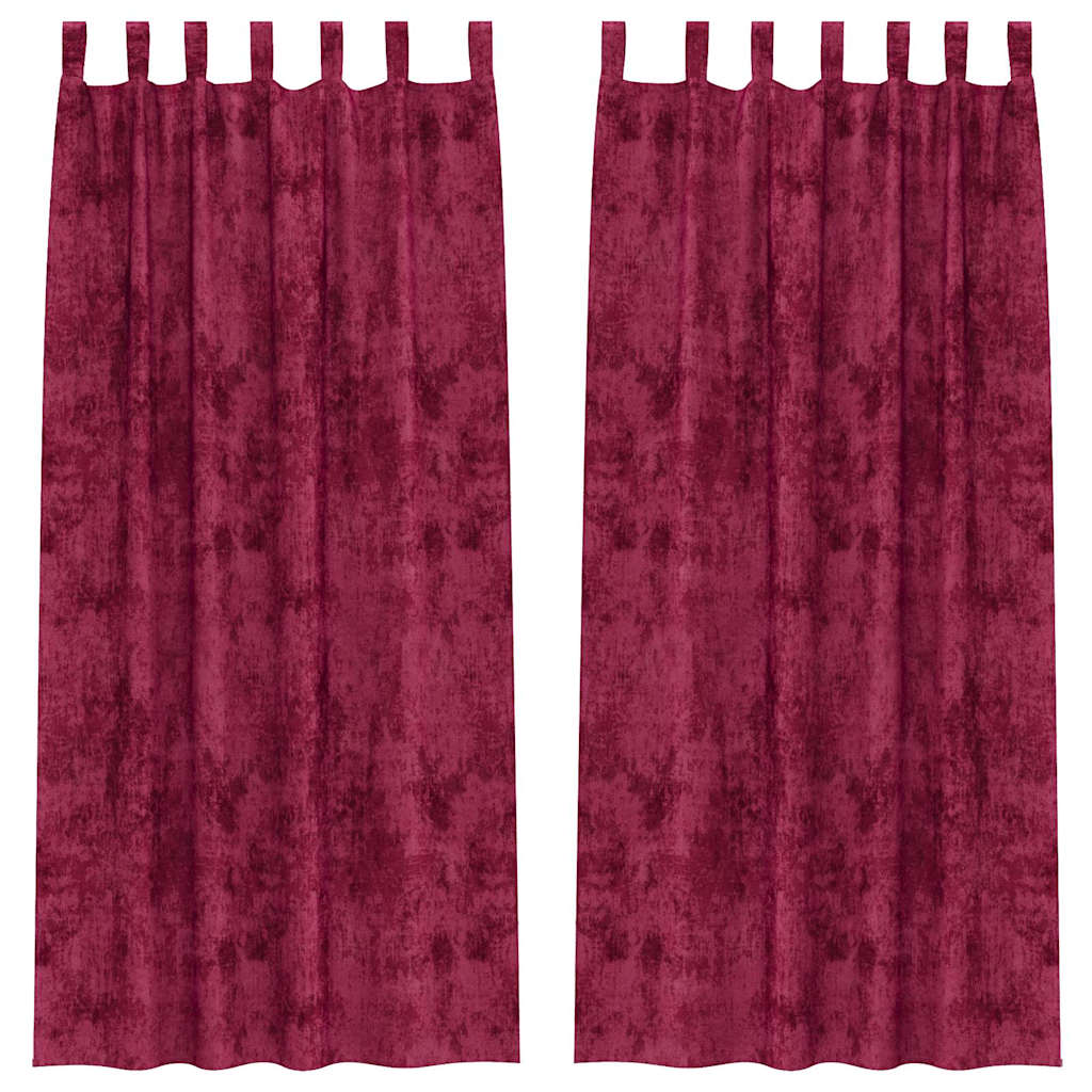 Velvet Gordijnen 2 pcs Wijnrood 260 x 140 cm Fluweel is nu te koop bij PeponiXL, paradijselijk wonen!