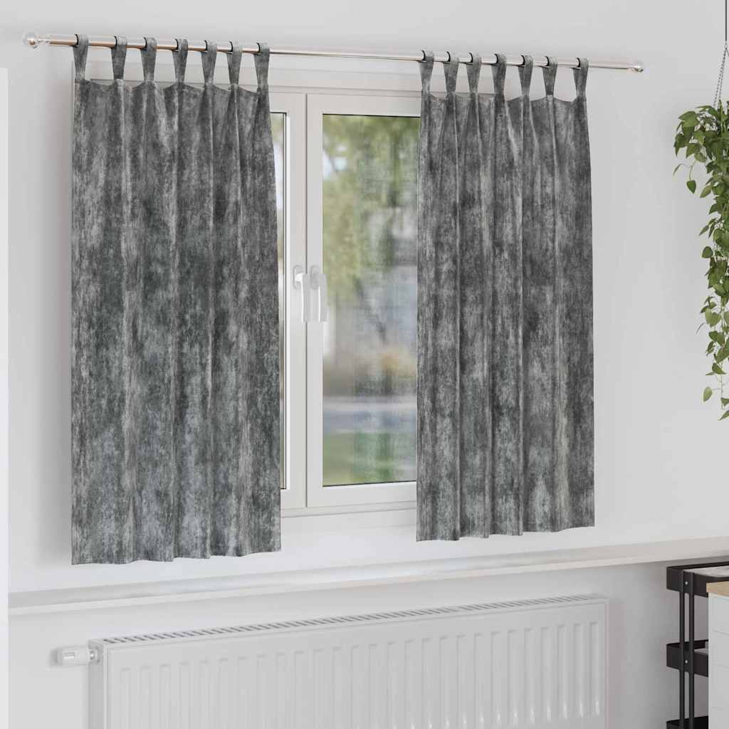 Velvet Gordijnen met gordijnen 2 pcs Grijs 175 x 140 cm Fluweel is nu te koop bij PeponiXL, paradijselijk wonen!
