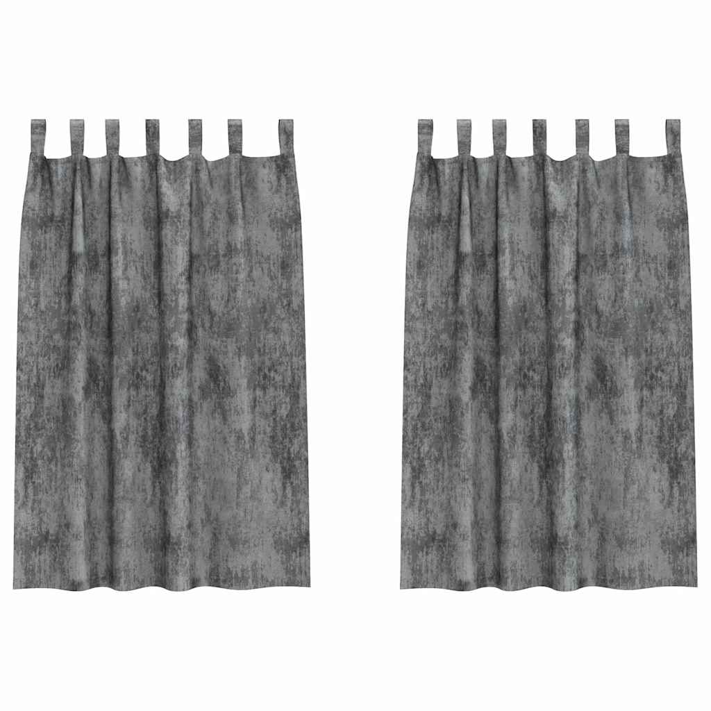Velvet Gordijnen met gordijnen 2 pcs Grijs 175 x 140 cm Fluweel is nu te koop bij PeponiXL, paradijselijk wonen!
