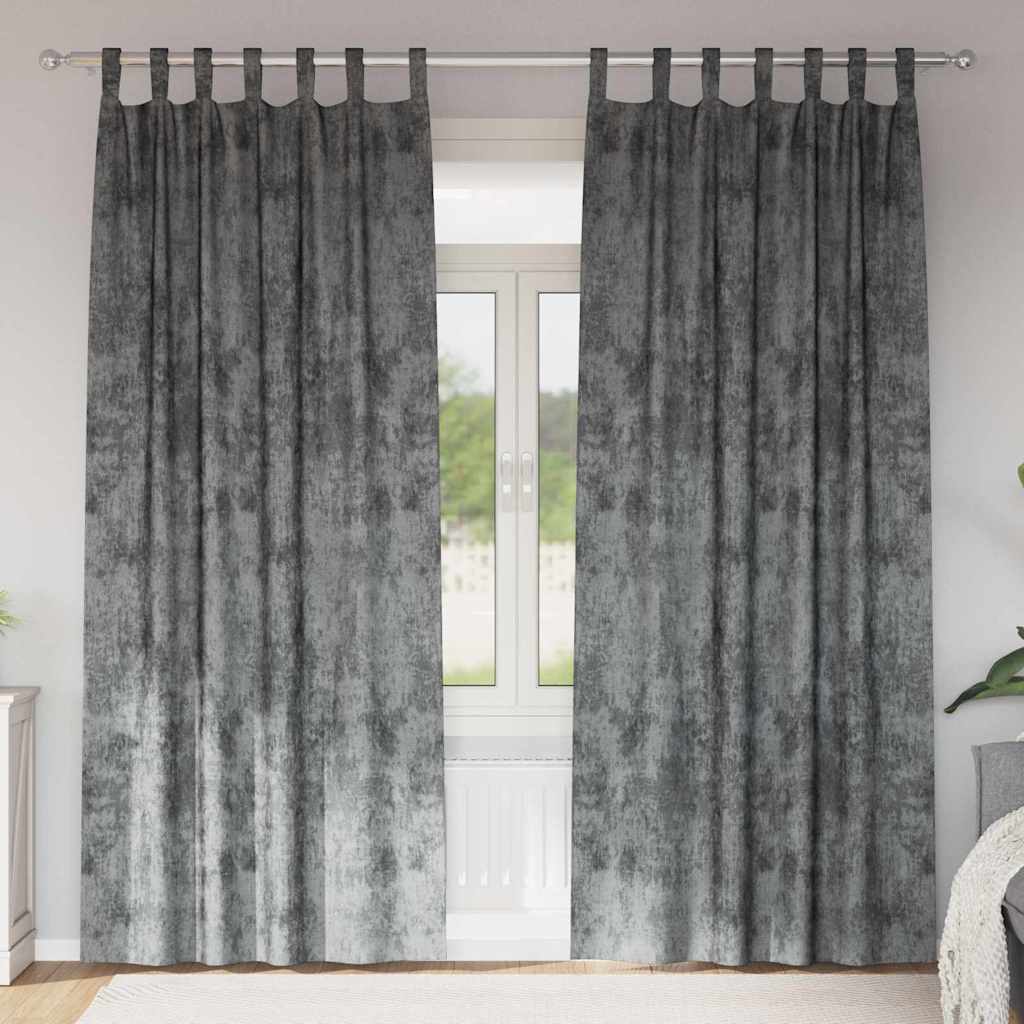 Velvet Gordijnen met gordijnen 2 pcs Grijs 245 x 140 cm Fluweel is nu te koop bij PeponiXL, paradijselijk wonen!