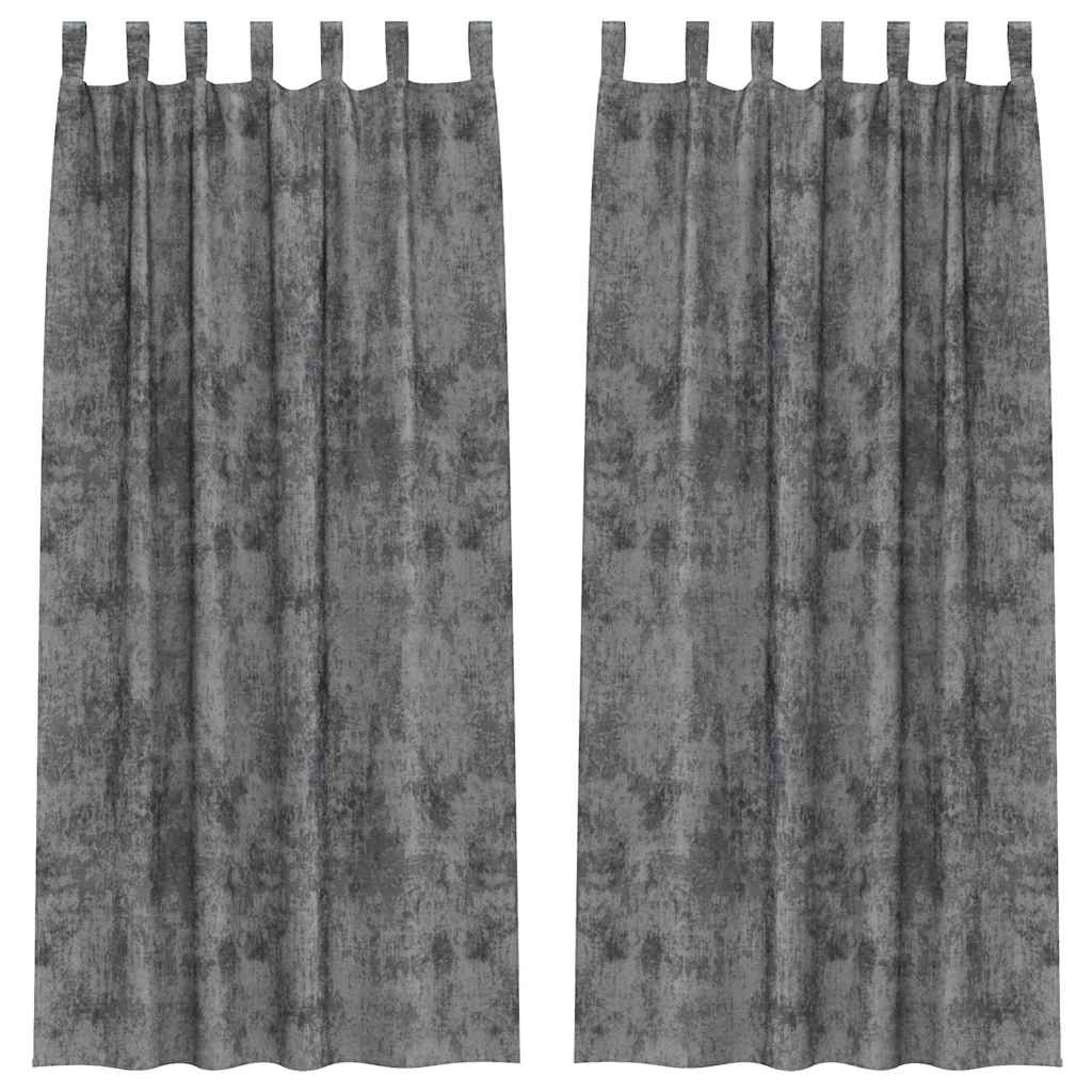 Velvet Gordijnen met gordijnen 2 pcs Grijs 260 x 140 cm Fluweel is nu te koop bij PeponiXL, paradijselijk wonen!