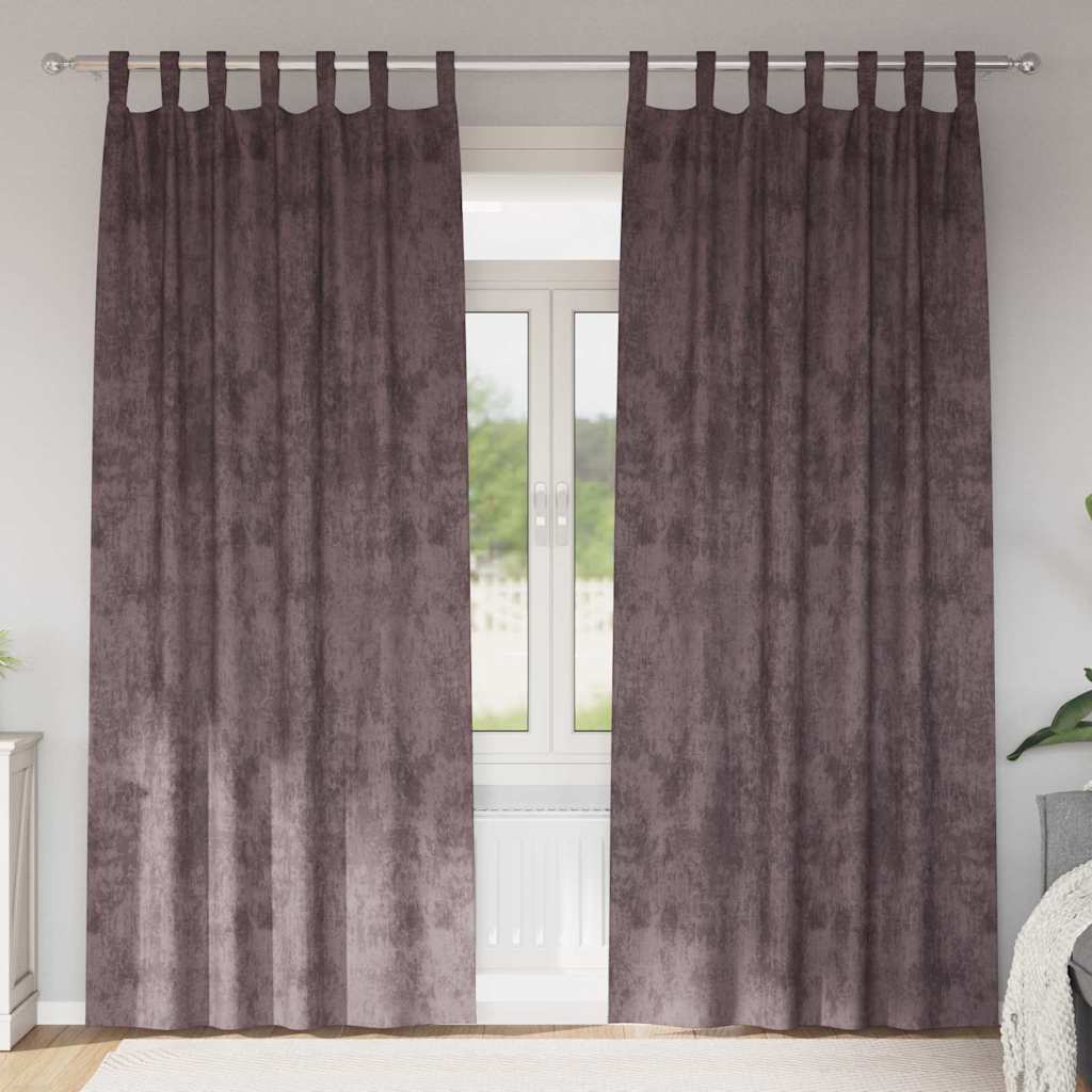 Velvet Gordijnen met gordijnen 2 pcs Bruin 225 x 140 cm Fluweel is nu te koop bij PeponiXL, paradijselijk wonen!