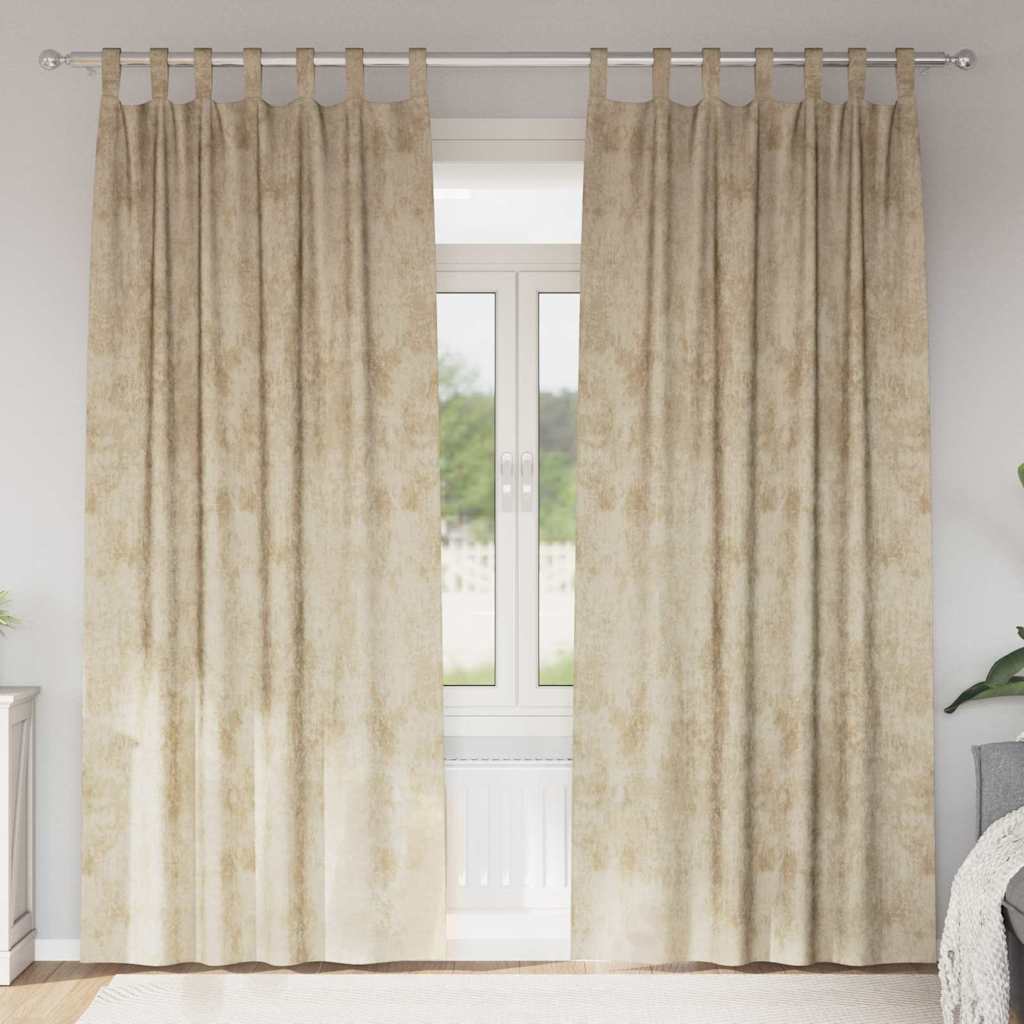 Velvet Gordijnen met gordijnen 2 pcs Crème 260 x 140 cm Fluweel is nu te koop bij PeponiXL, paradijselijk wonen!
