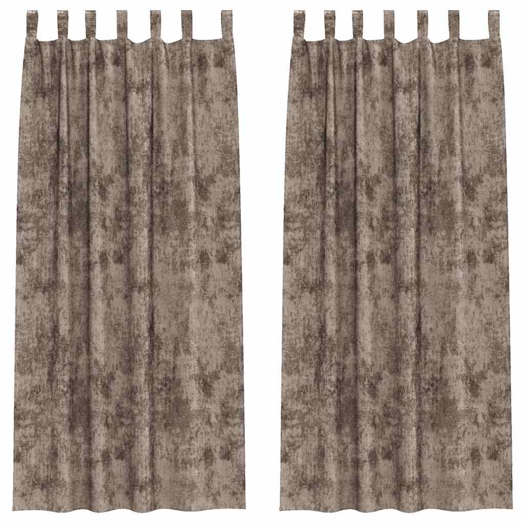 Velvet Gordijnen 2 pcs Cappuccino 225 x 140 cm Fluweel is nu te koop bij PeponiXL, paradijselijk wonen!