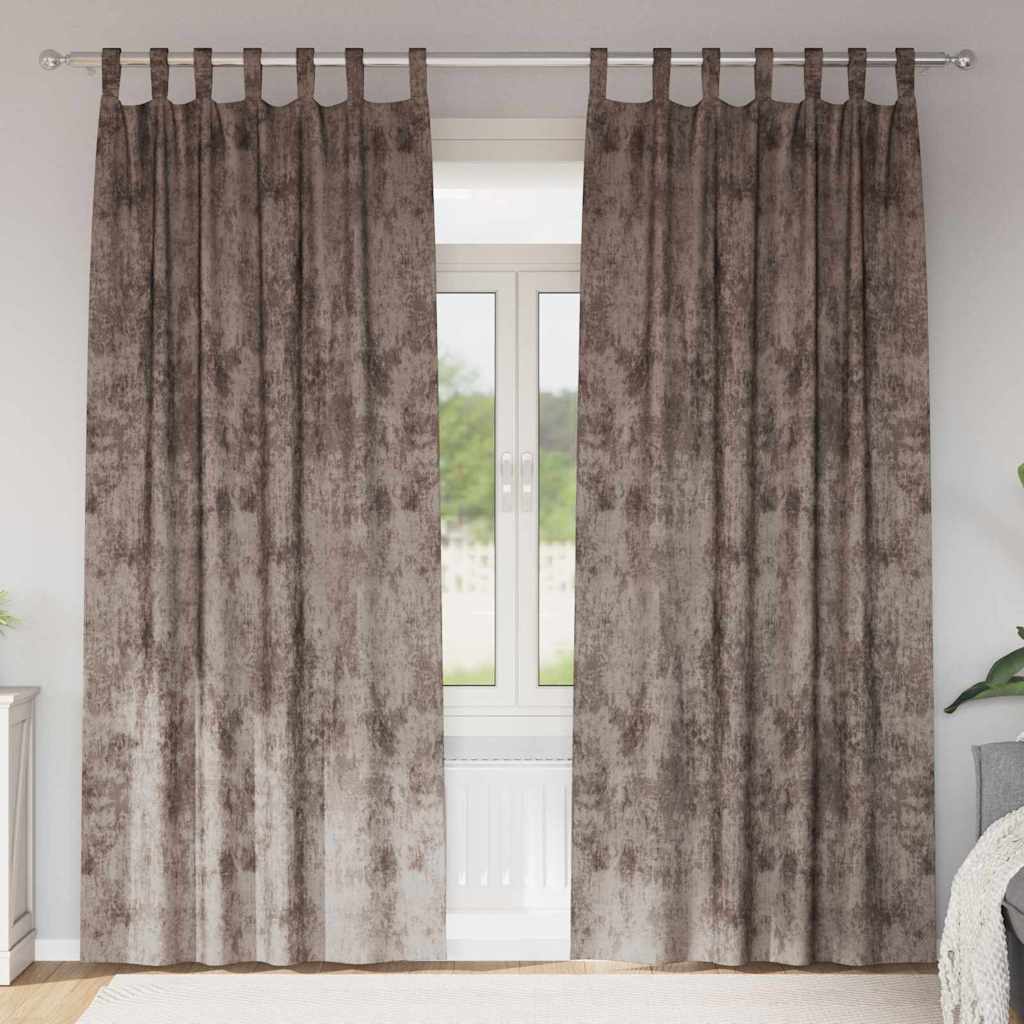 Velvet Gordijnen 2 pcs Cappuccino 245 x 140 cm Fluweel is nu te koop bij PeponiXL, paradijselijk wonen!