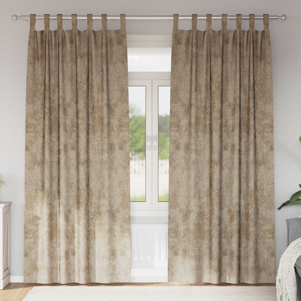 Velvet Gordijnen 2 pcs champagne 260 x 140 cm Fluweel is nu te koop bij PeponiXL, paradijselijk wonen!