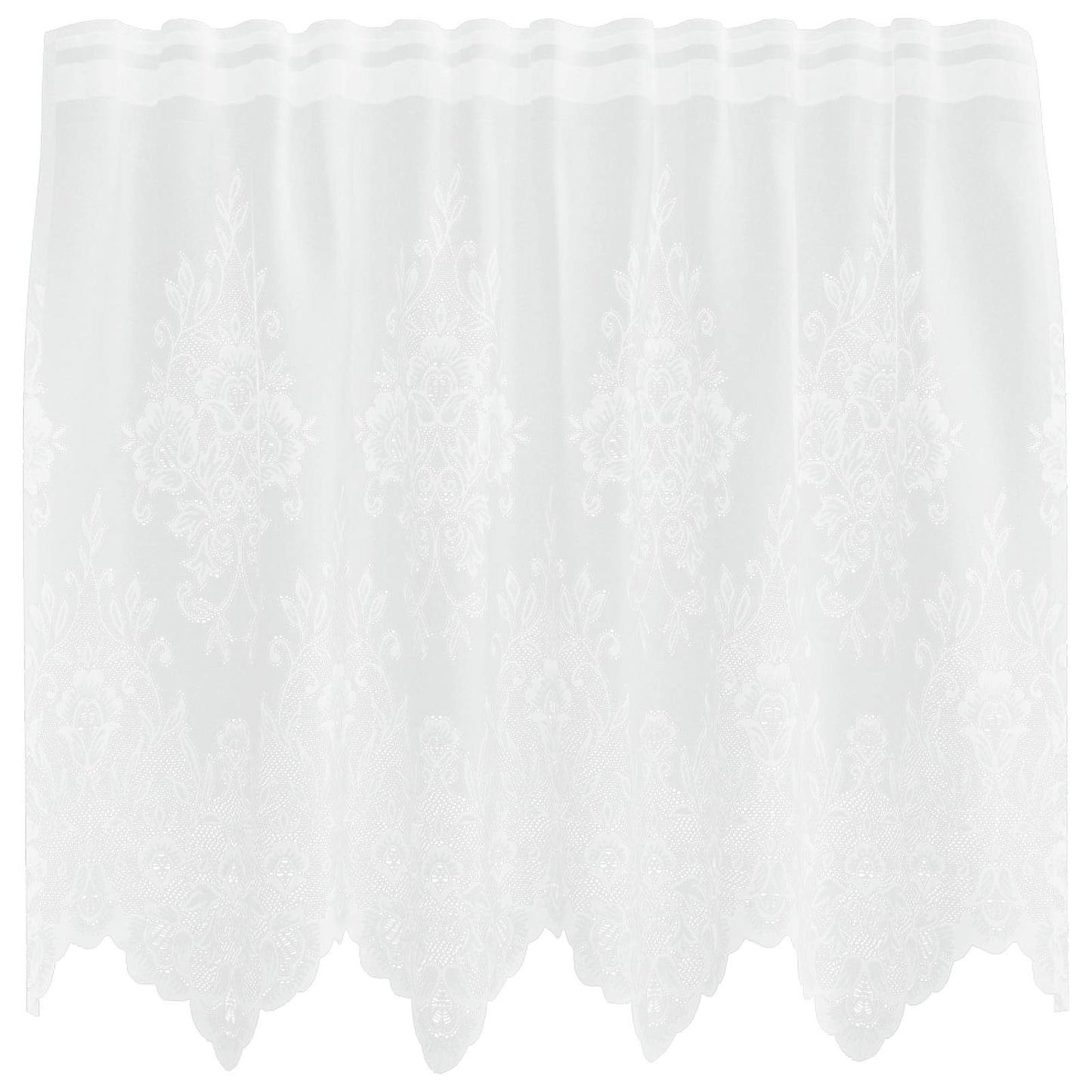 Kantgordijn met gordijnen Bloemen Wit 100 x 150 cm Polyester is nu te koop bij PeponiXL, paradijselijk wonen!