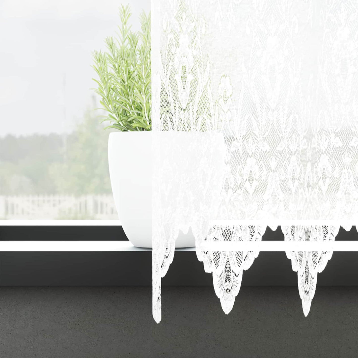 Kantgordijn met gordijnen Bloemen Wit 100 x 600 cm Polyester is nu te koop bij PeponiXL, paradijselijk wonen!