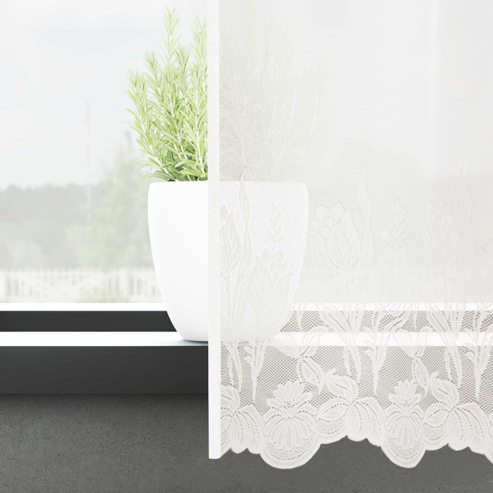 Kantgordijn met gordijnen Bloemen Wit 245 x 500 cm Polyester is nu te koop bij PeponiXL, paradijselijk wonen!