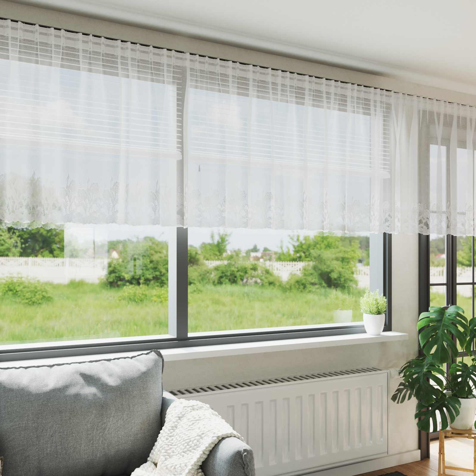 Kantgordijn met gordijnen Wit 750 x 100 cm Polyester is nu te koop bij PeponiXL, paradijselijk wonen!