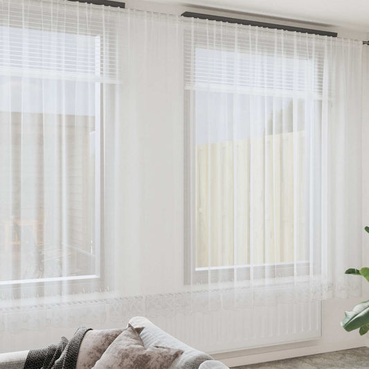 Kantgordijn met gordijnen Bloemen Wit 260 x 900 cm Polyester is nu te koop bij PeponiXL, paradijselijk wonen!