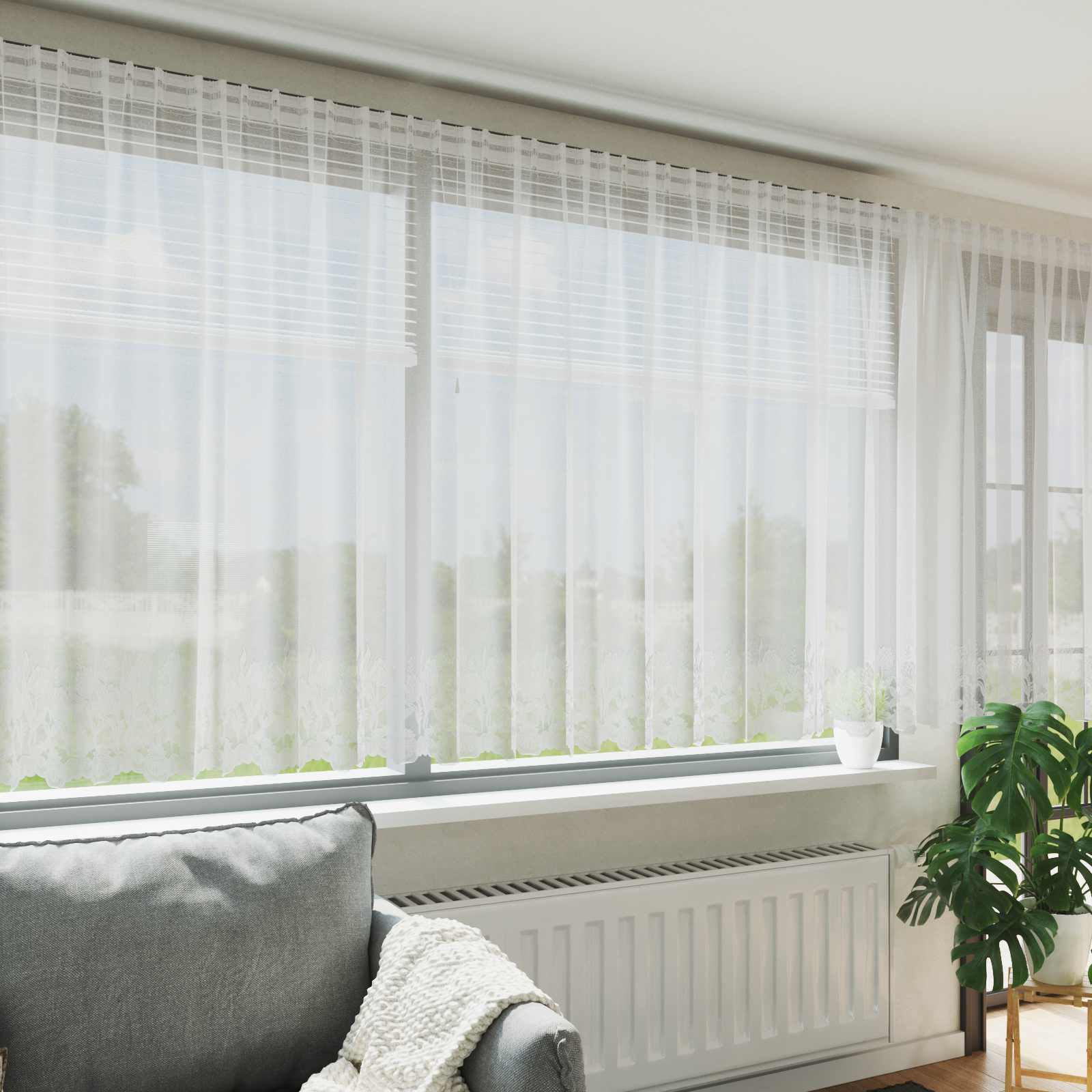 Kantgordijn met gordijnen Wit 1200 x 140 cm Polyester is nu te koop bij PeponiXL, paradijselijk wonen!