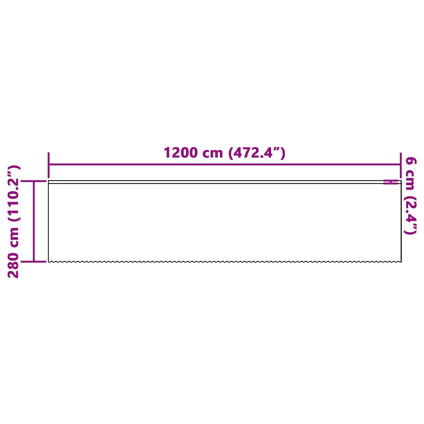 Kantgordijn met gordijnen Wit 1200 x 280 cm Polyester is nu te koop bij PeponiXL, paradijselijk wonen!