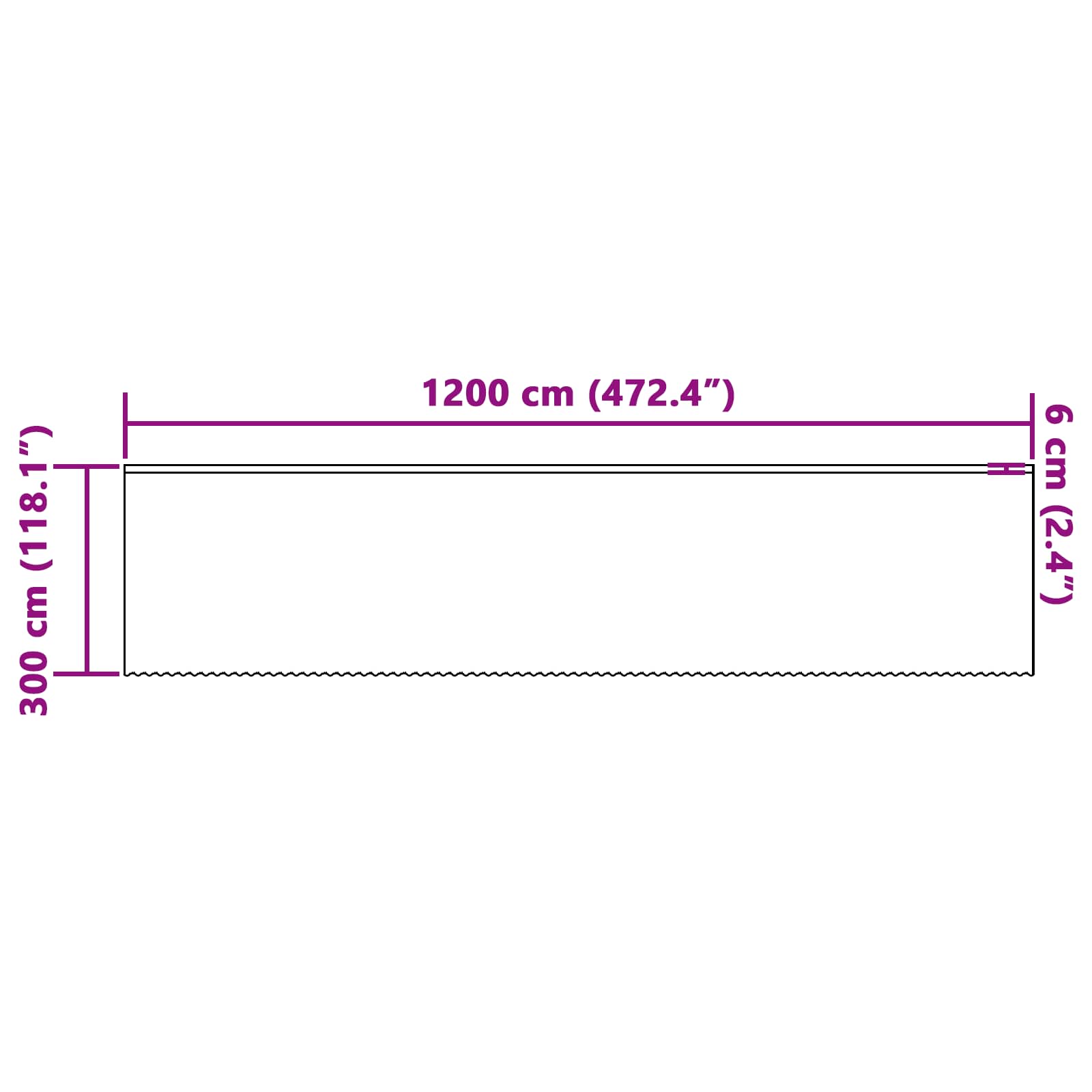 Kantgordijn met gordijnen Wit 1200 x 300 cm Polyester is nu te koop bij PeponiXL, paradijselijk wonen!