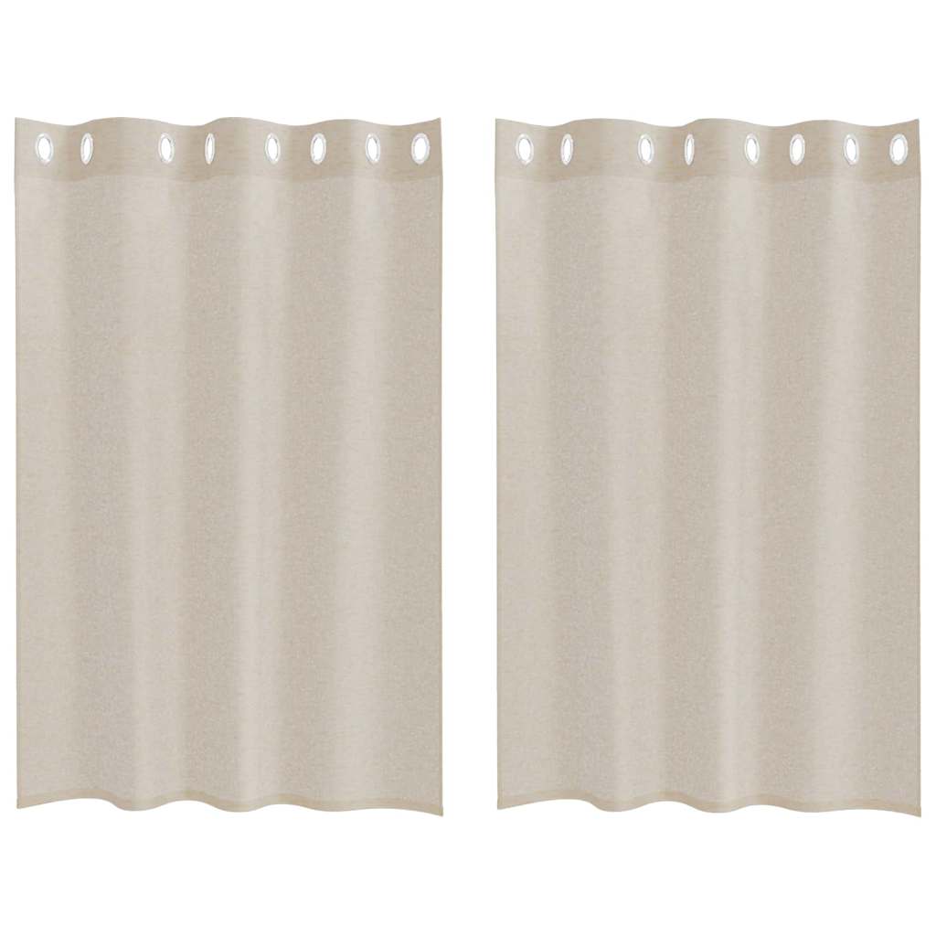 Voile Gordijn met gordijnen 2 pcs Zand 140 x 140 cm Polyester is nu te koop bij PeponiXL, paradijselijk wonen!