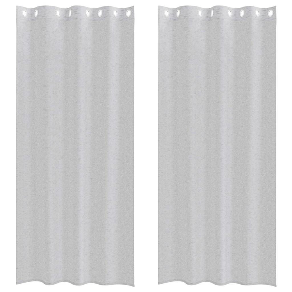 Voile Gordijn 2 pcs Lichtgrijs 245 x 140 cm Polyester is nu te koop bij PeponiXL, paradijselijk wonen!
