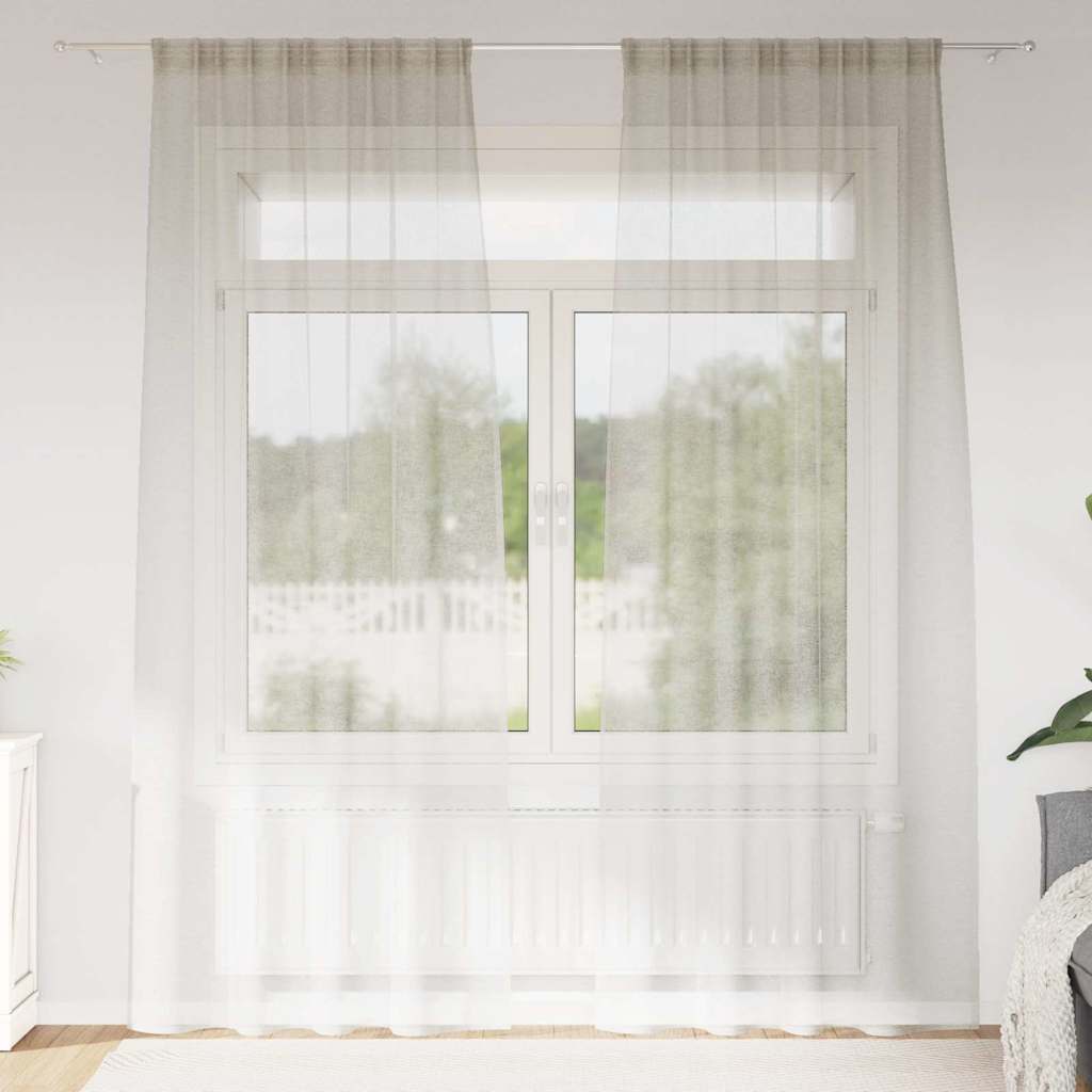 Voile Gordijn met gordijnen 2 pcs Crème 260 x 140 cm Polyester is nu te koop bij PeponiXL, paradijselijk wonen!