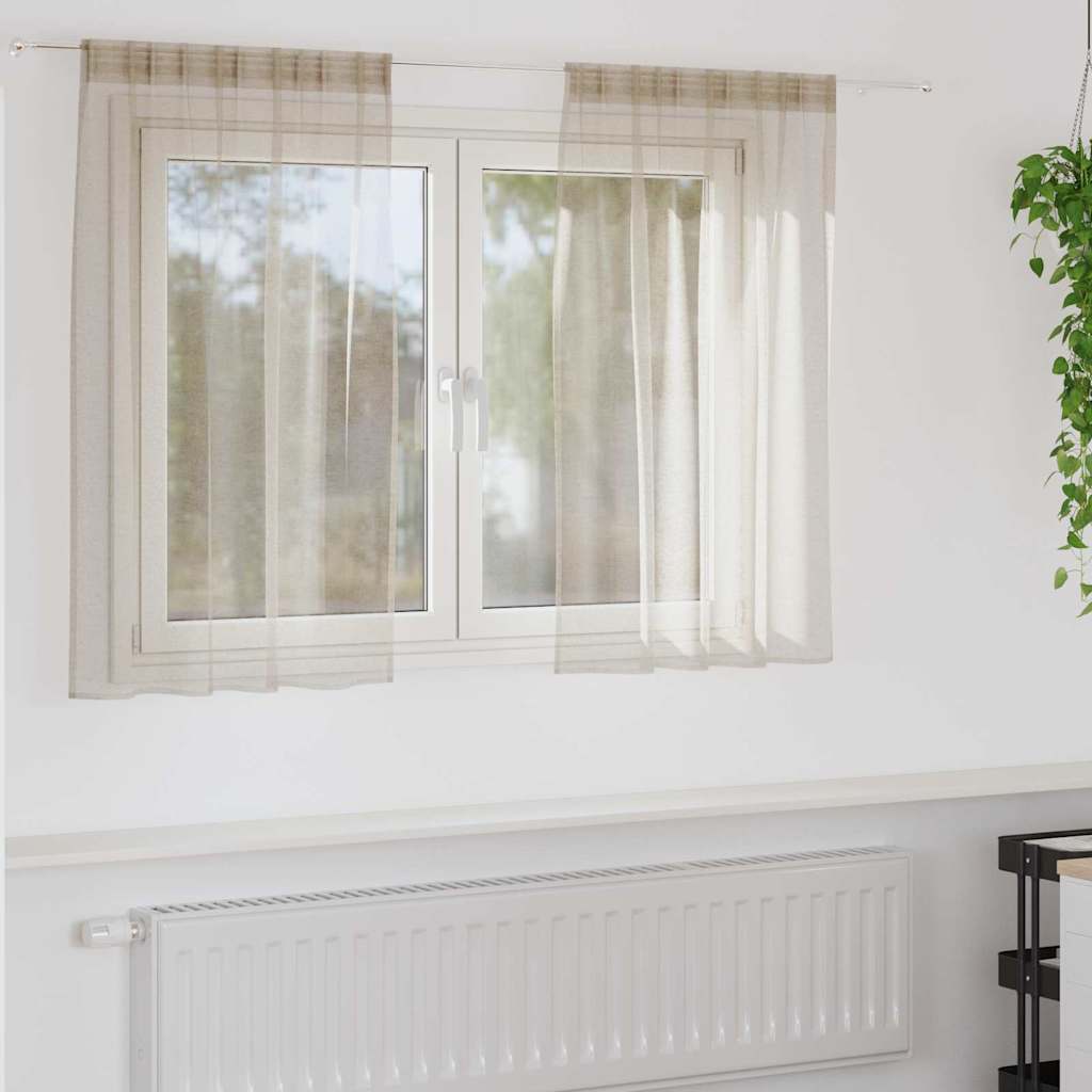 Voile Gordijn met gordijnen 2 pcs Zand 140 x 140 cm Polyester is nu te koop bij PeponiXL, paradijselijk wonen!