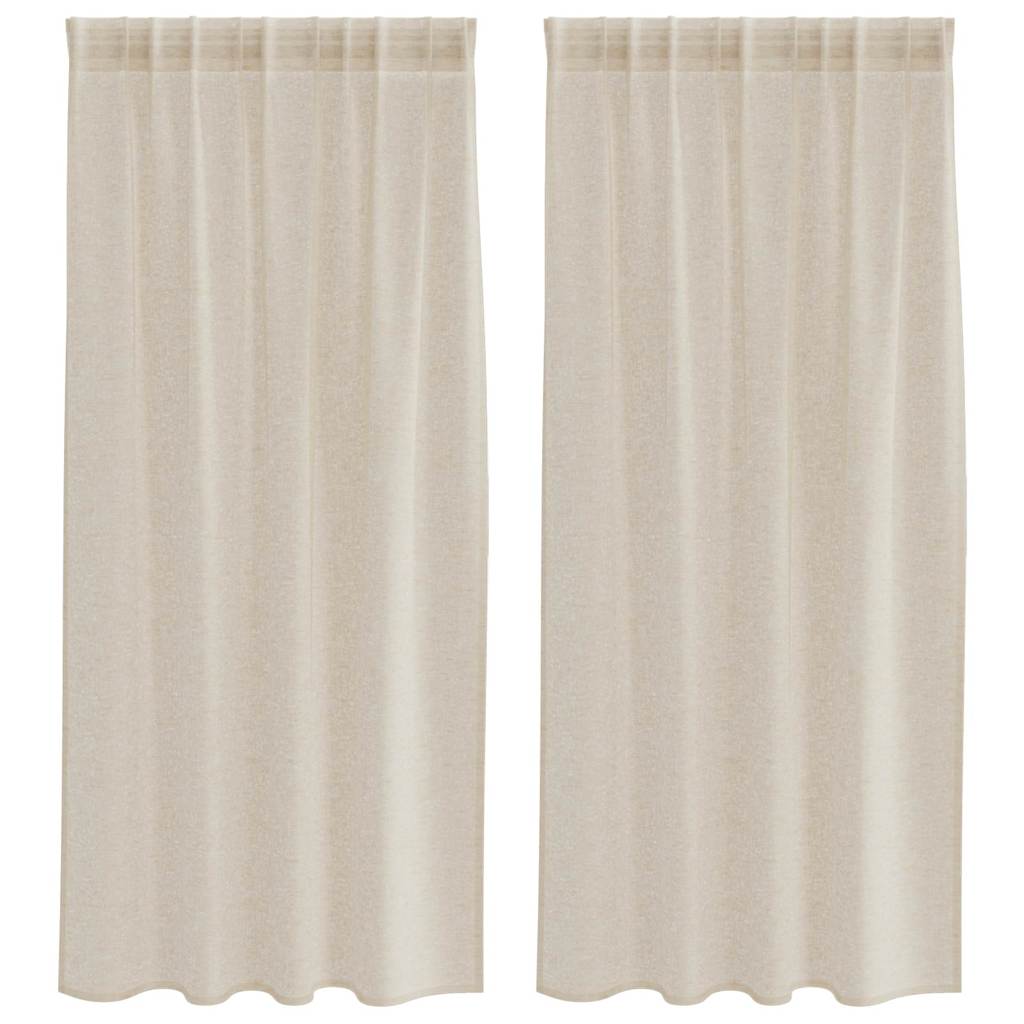 Voile Gordijn met gordijnen 2 pcs Zand 175 x 140 cm Polyester is nu te koop bij PeponiXL, paradijselijk wonen!