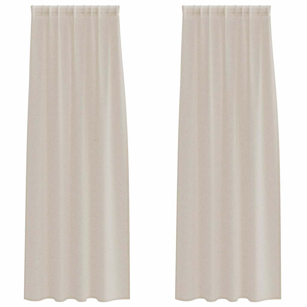 Voile Gordijn met gordijnen 2 pcs Zand 225 x 140 cm Polyester is nu te koop bij PeponiXL, paradijselijk wonen!