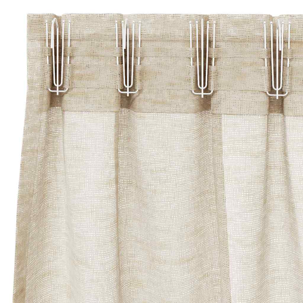 Voile Gordijn met gordijnen 2 pcs Zand 260 x 140 cm Polyester is nu te koop bij PeponiXL, paradijselijk wonen!