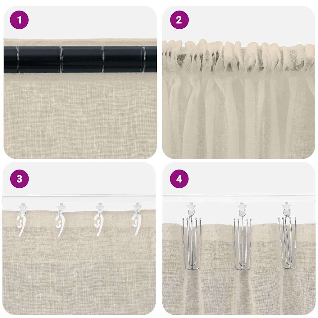 Voile Gordijn met gordijnen 2 pcs Zand 260 x 140 cm Polyester is nu te koop bij PeponiXL, paradijselijk wonen!