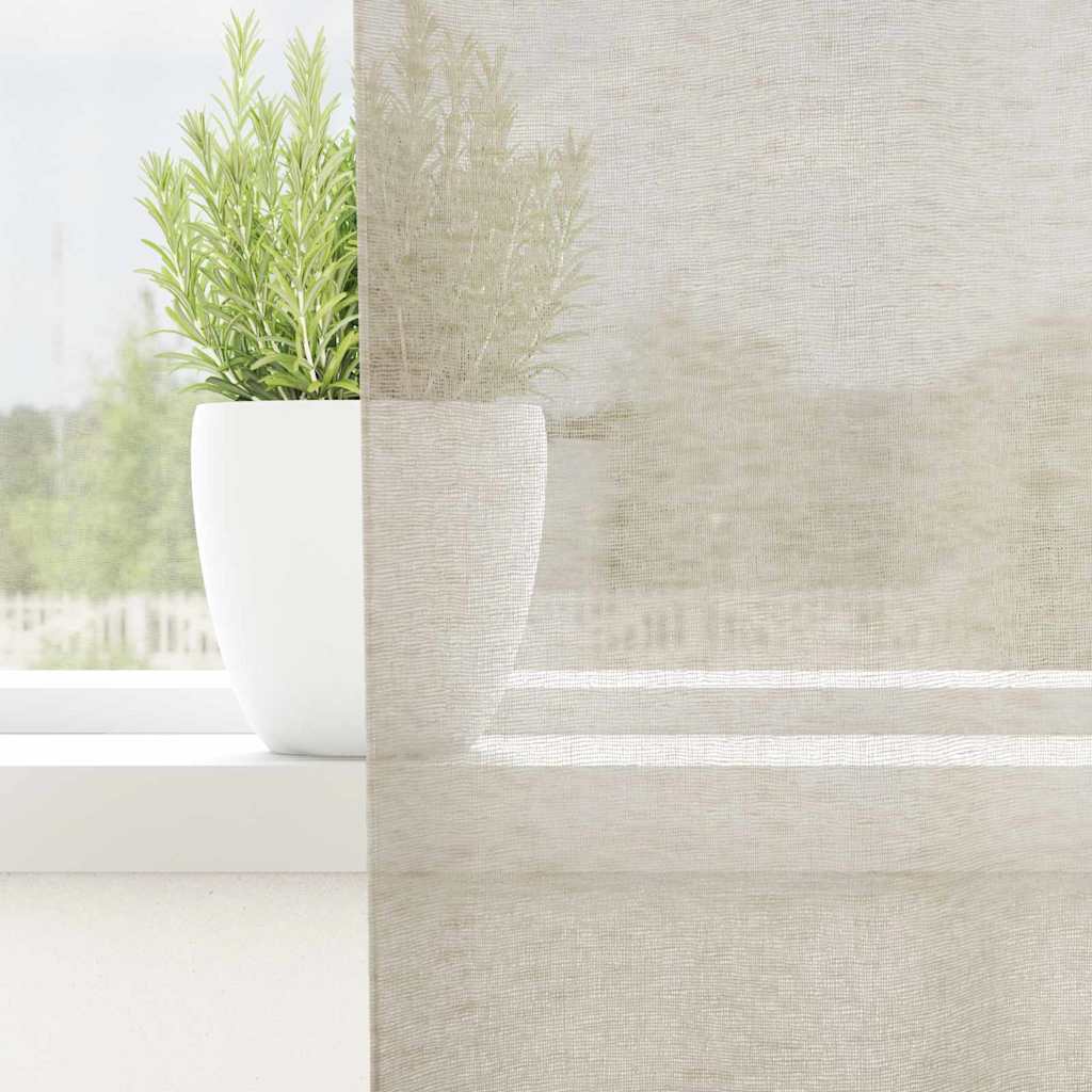 Voile Gordijn met gordijnen 2 pcs Zand 260 x 140 cm Polyester is nu te koop bij PeponiXL, paradijselijk wonen!