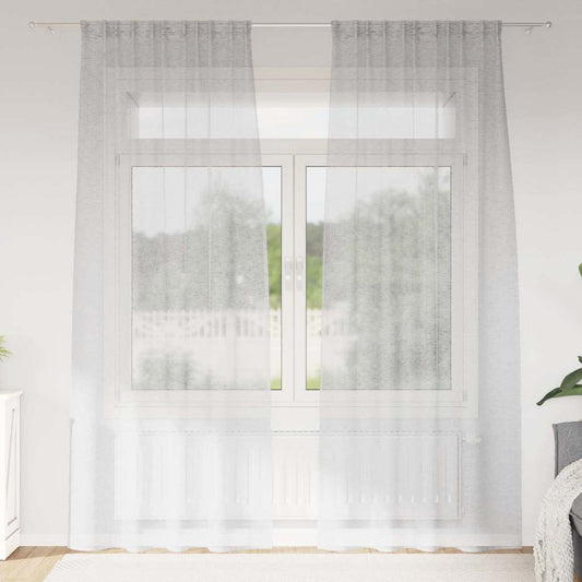Voile Gordijn 2 pcs Lichtgrijs 225 x 140 cm Polyester is nu te koop bij PeponiXL, paradijselijk wonen!