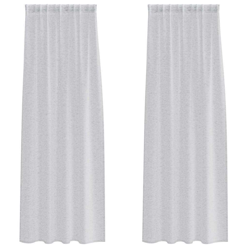 Voile Gordijn 2 pcs Lichtgrijs 225 x 140 cm Polyester is nu te koop bij PeponiXL, paradijselijk wonen!
