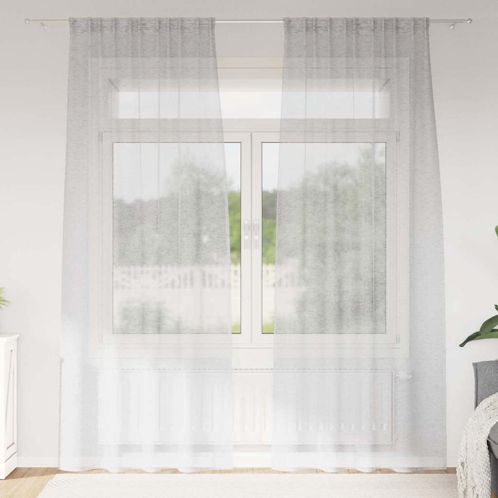 Voile Gordijn 2 pcs Lichtgrijs 245 x 140 cm Polyester is nu te koop bij PeponiXL, paradijselijk wonen!