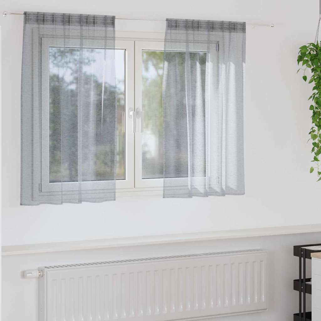 Voile Gordijn 2 pcs Donkergrijs 140 x 140 cm Polyester is nu te koop bij PeponiXL, paradijselijk wonen!