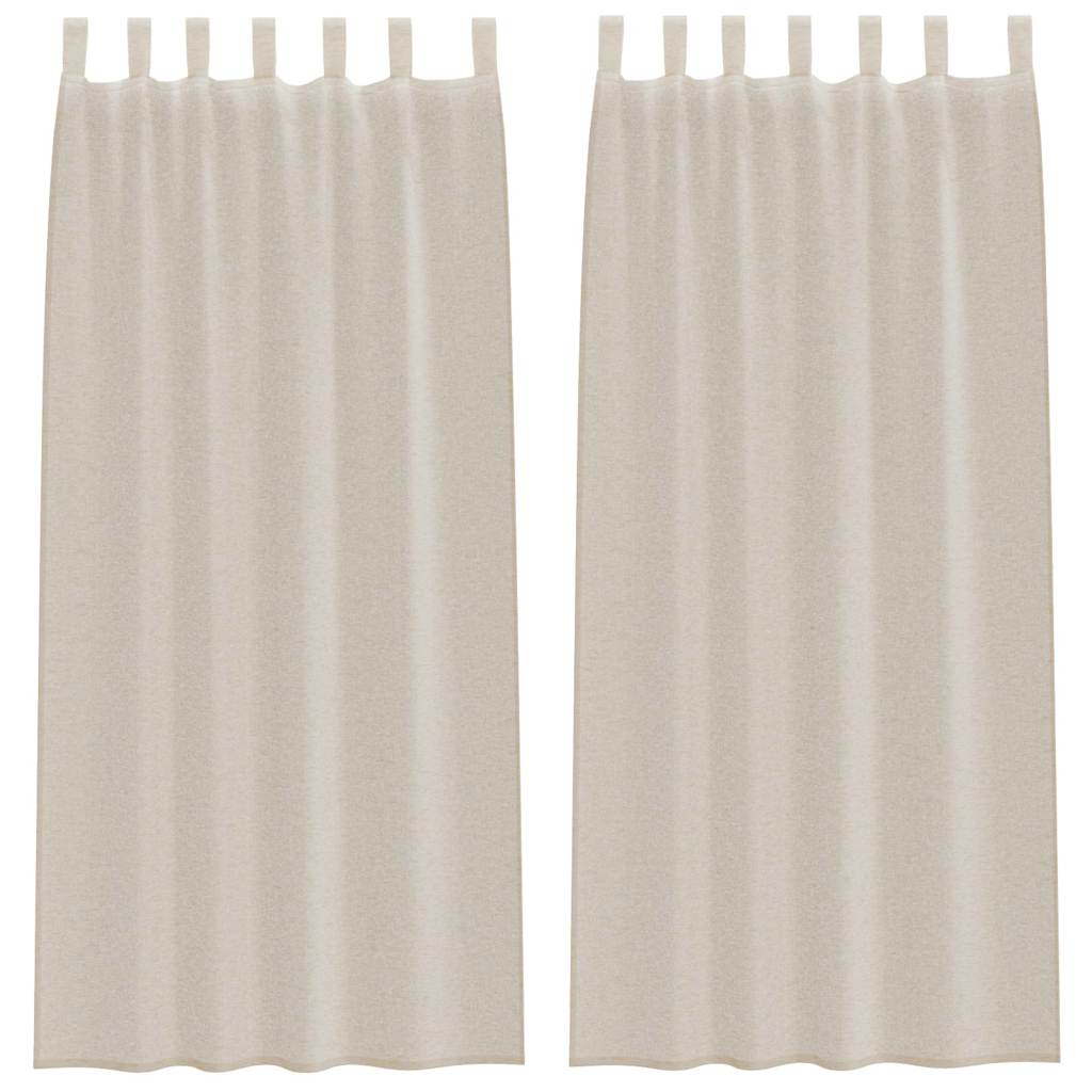 Voile Gordijn met gordijnen 2 pcs Zand 225 x 140 cm Polyester is nu te koop bij PeponiXL, paradijselijk wonen!