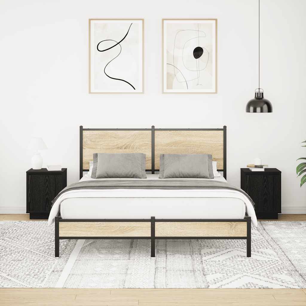 Nachtkastjes met LED-verlichting 2 st 38x34x50 cm zwart is nu te koop bij PeponiXL, paradijselijk wonen!