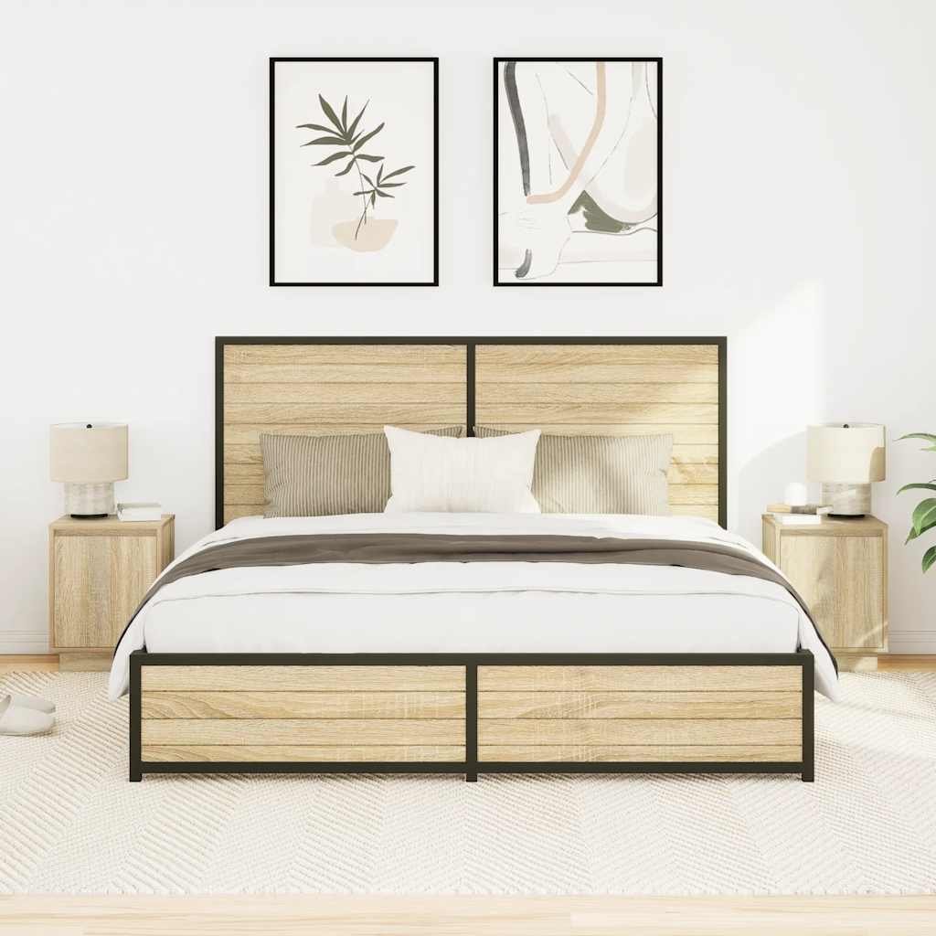 Nachtkastjes met led-verlichting 2 st Sonoma eikenkleurig is nu te koop bij PeponiXL, paradijselijk wonen!