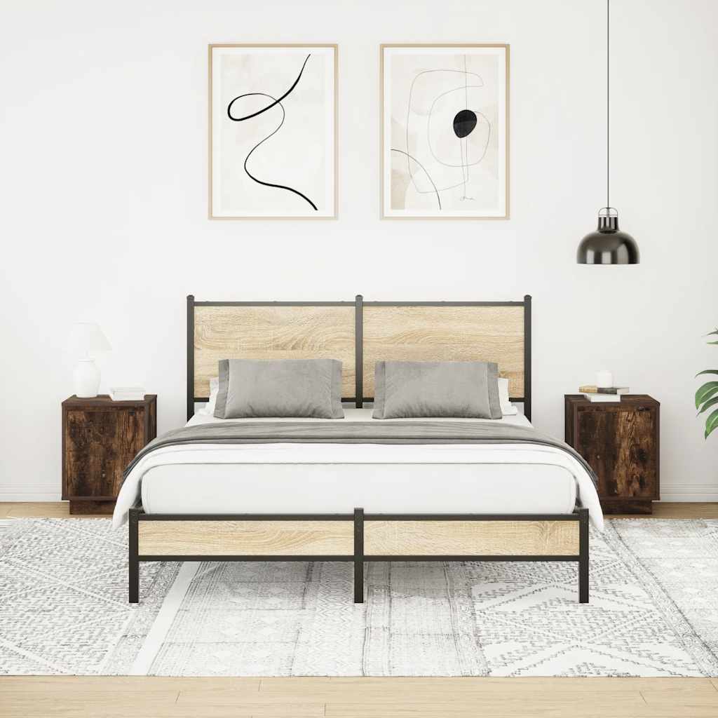 Nachtkastjes met LED-verlichting 2 st gerookt eikenkleurig is nu te koop bij PeponiXL, paradijselijk wonen!