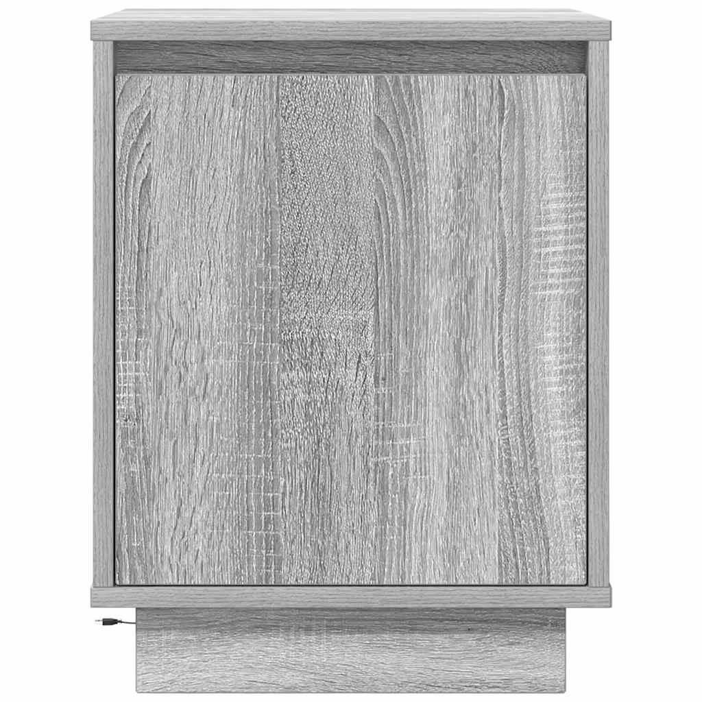 Nachtkastje met LED-verlichting 38x34x50 cm grijs sonoma is nu te koop bij PeponiXL, paradijselijk wonen!