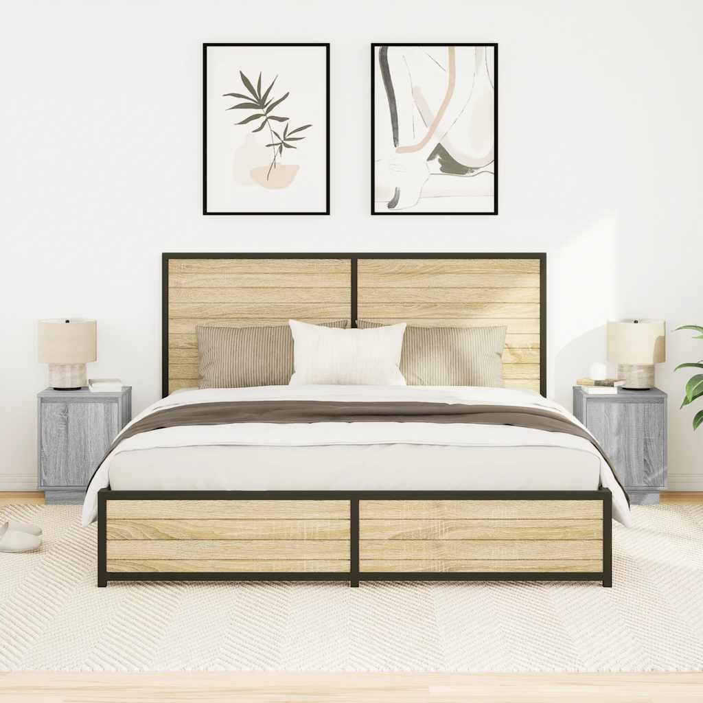 Nachtkastjes met led-verlichting 2 st 38x34x50 cm grijs sonoma is nu te koop bij PeponiXL, paradijselijk wonen!