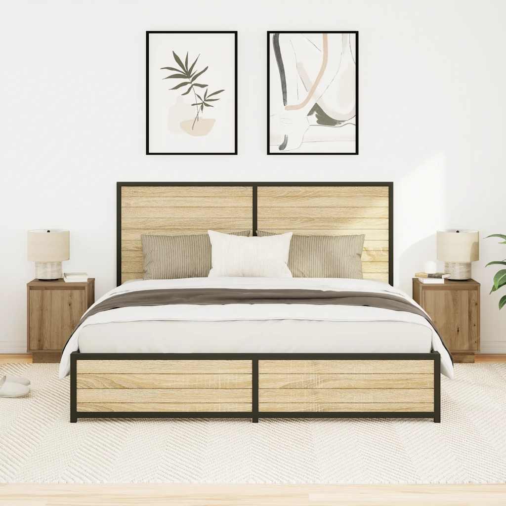 Nachtkastjes met led-verlichting 2 st ambachtelijk eikenkleurig is nu te koop bij PeponiXL, paradijselijk wonen!