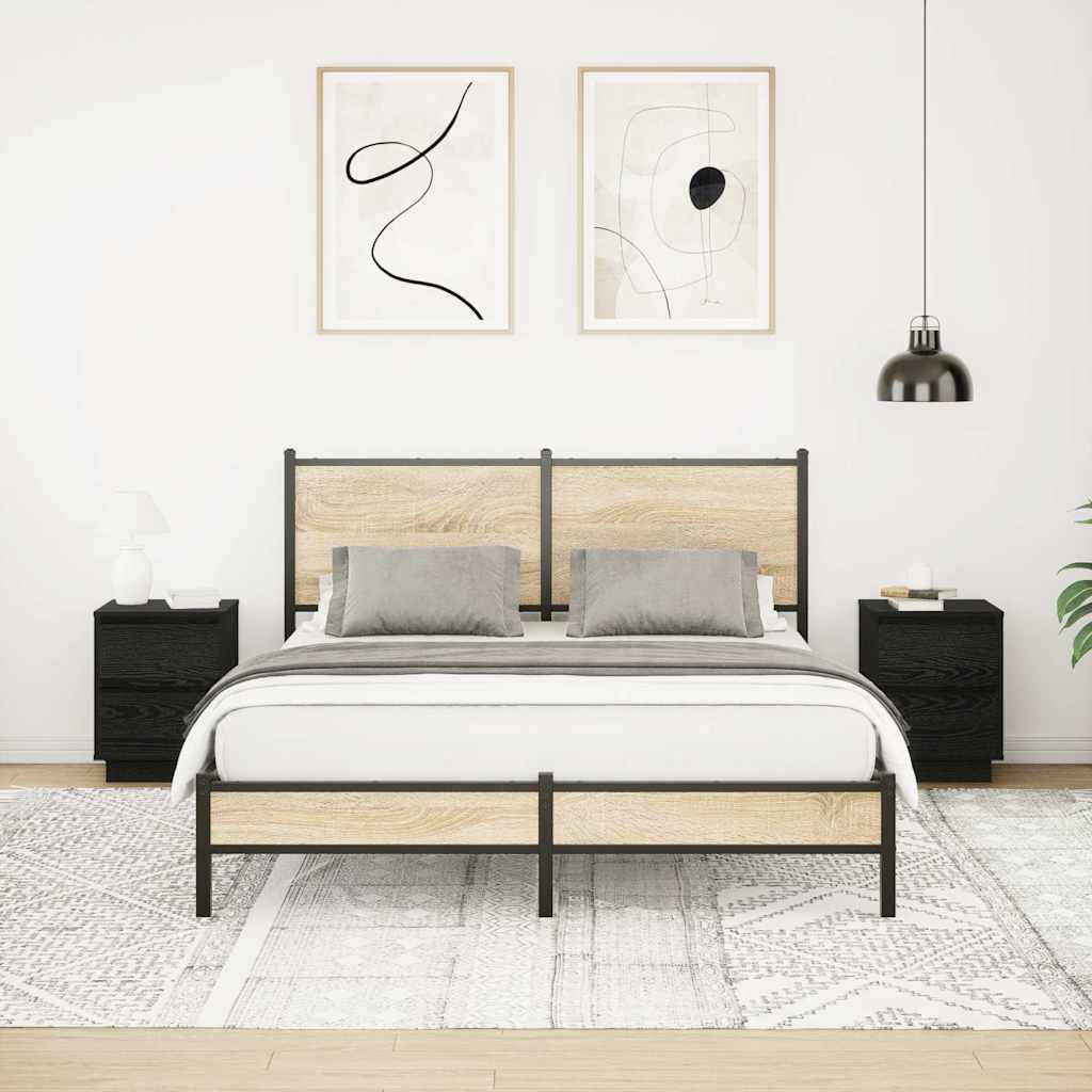 Nachtkastjes met LED-verlichting 2 st 38x34x50 cm zwart is nu te koop bij PeponiXL, paradijselijk wonen!