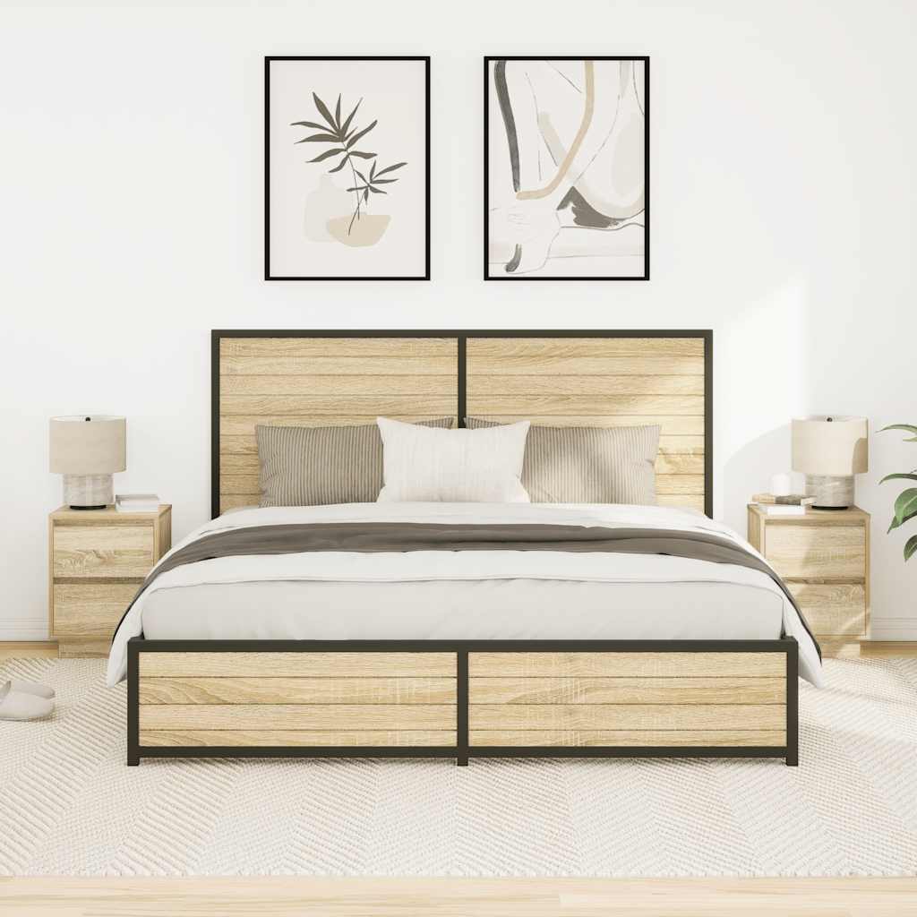 Nachtkastjes met led-verlichting 2 st Sonoma eikenkleurig is nu te koop bij PeponiXL, paradijselijk wonen!